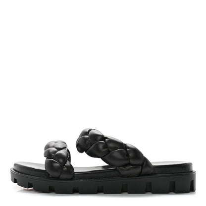Christian Louboutin Calfskin Braided Just Brio Slide Sandals 39 Black 1 of 10