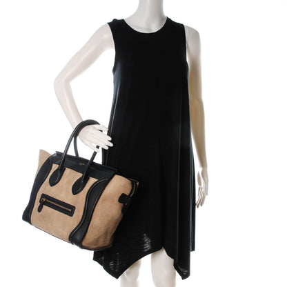 Celine Smooth Calfskin Suede Mini Bi-Color Luggage Navy Dune 2 of 8