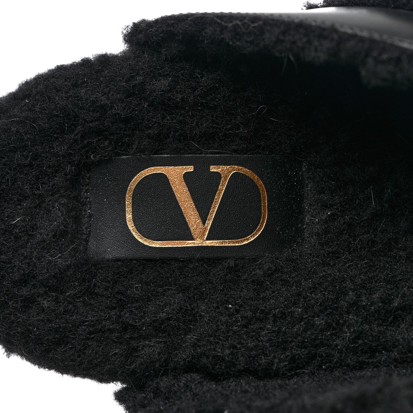 Calfskin Shearling Roman Stud River Slippers 40 Black