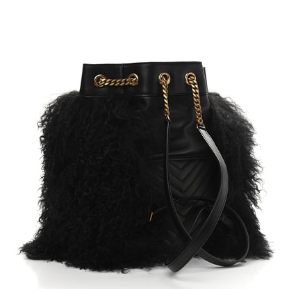 Saint Laurent Shearling Lambskin Joe Backpack Black 3 of 9