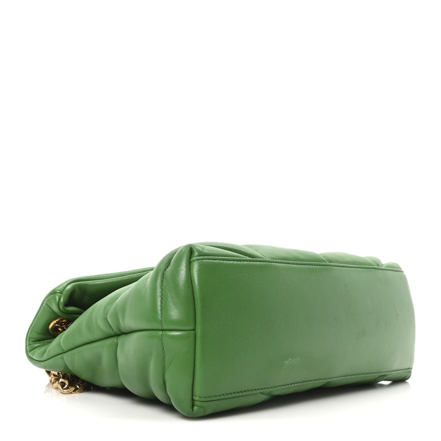 Saint Laurent Lambskin Quilted Small Loulou Puffer Monogram Chain Satchel New Vert 4 of 10