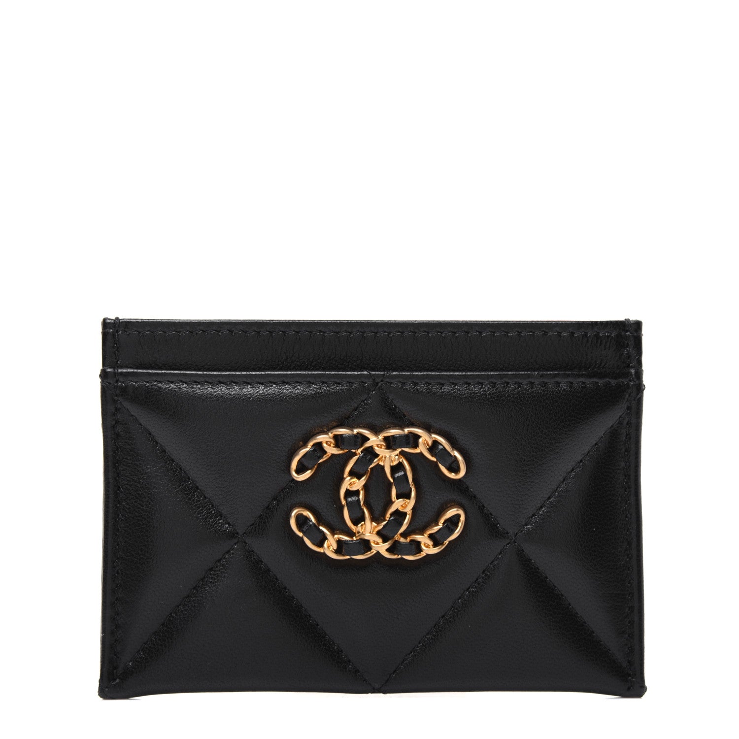 Chanel Lambskin Quilted Chanel 19 Card Holder Black 1 of 14