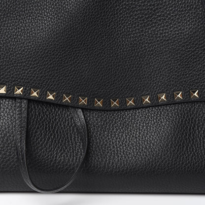 Valentino Garavani Pebbled Calfskin Rockstud Top Handle Shoulder Bag Black 9 of 9