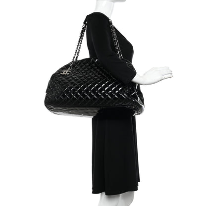 Chanel Patent Quilted Maxi Just Mademoiselle Bowling Bag Black 2 of 9