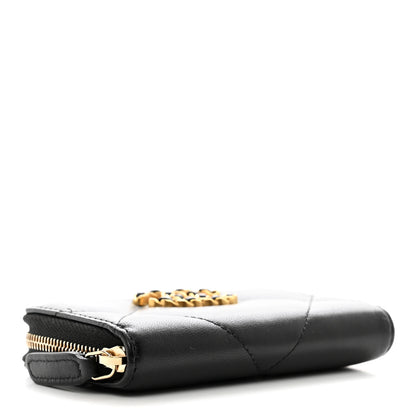 Chanel Lambskin Quilted Chanel 19 Zip Around Coin Purse Wallet Black 4 of 7