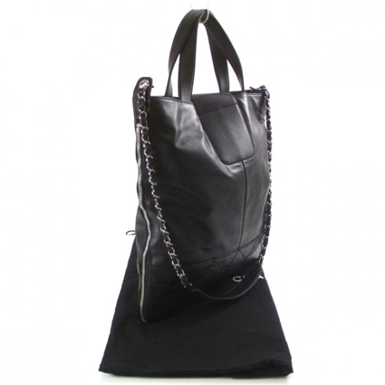 Lambskin Messenger Tote Black