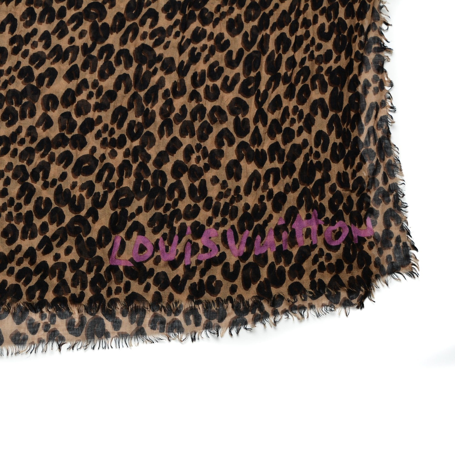 Louis Vuitton Cashmere Silk Leopard Stole Brown 4 of 6