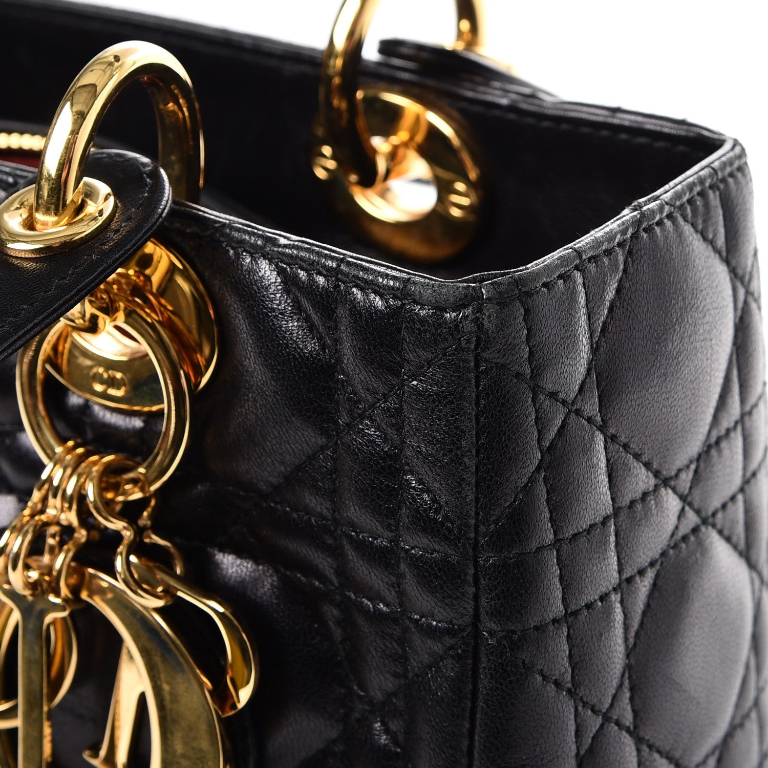 Christian Dior Lambskin Cannage Medium Lady Dior Black 12 of 14