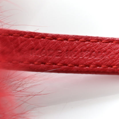 Fendi Fox Fur Shiny Nappa Heart Pom Pom Bag Charm Rosso Rosa 3 of 5