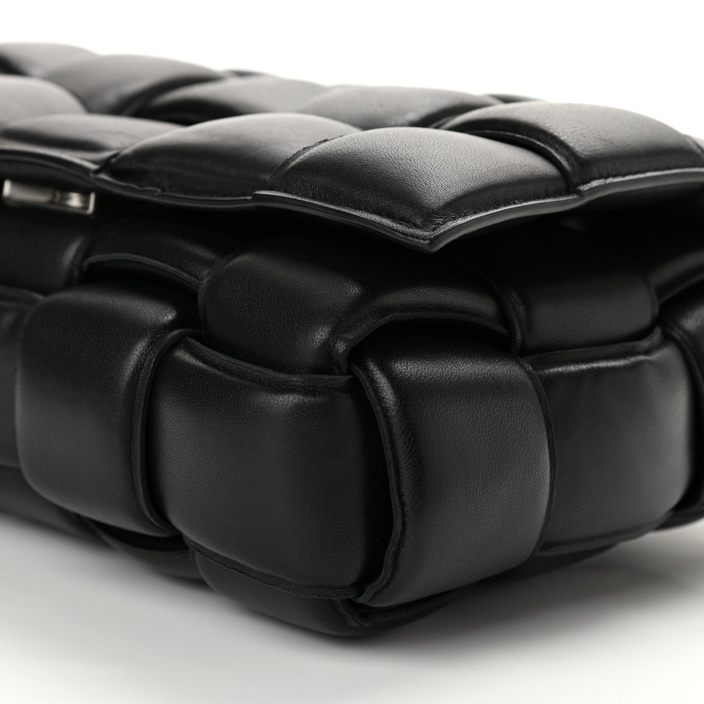 Nappa Maxi Intreccio Padded Cassette Crossbody Bag Black