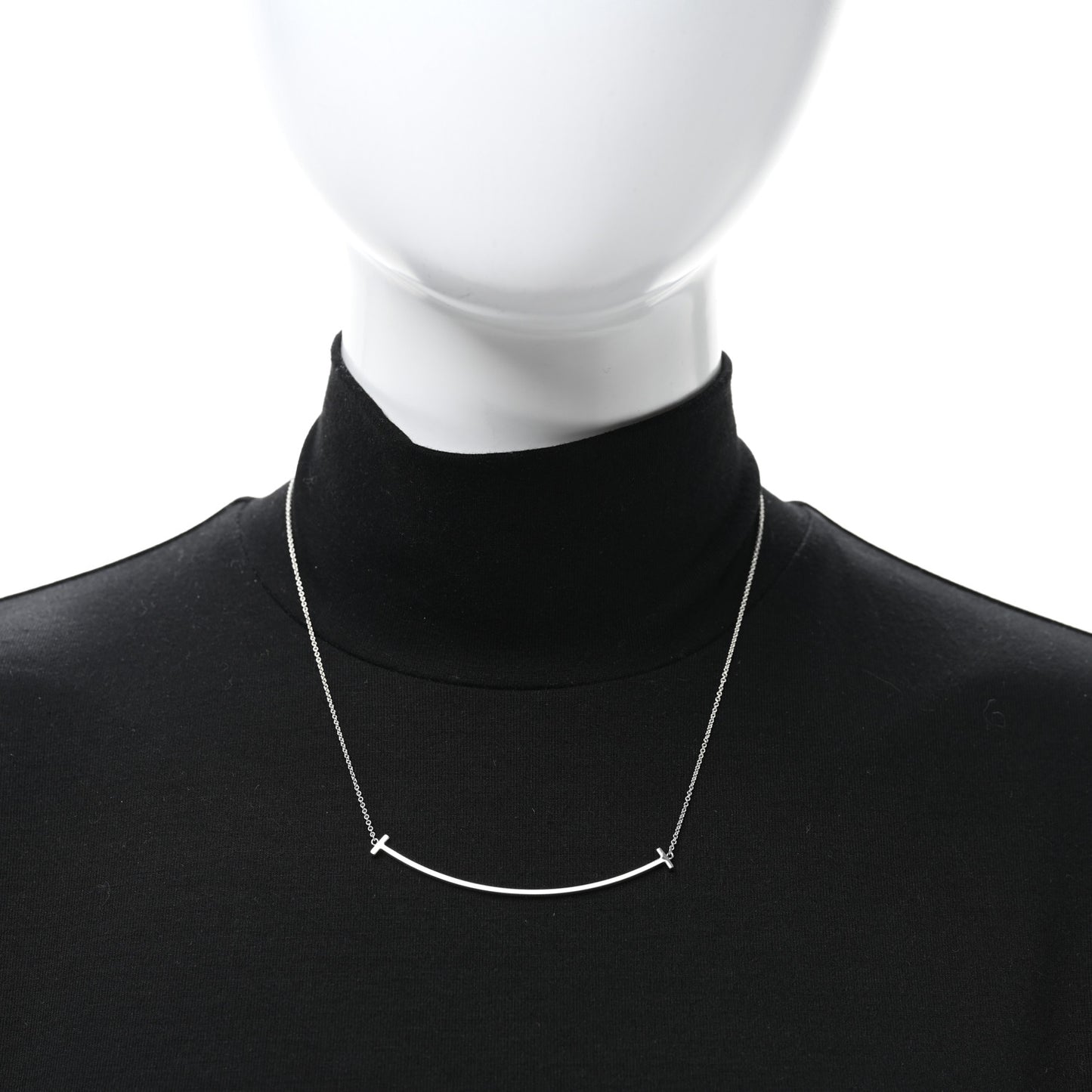 Sterling Silver Large T Smile Pendant Necklace