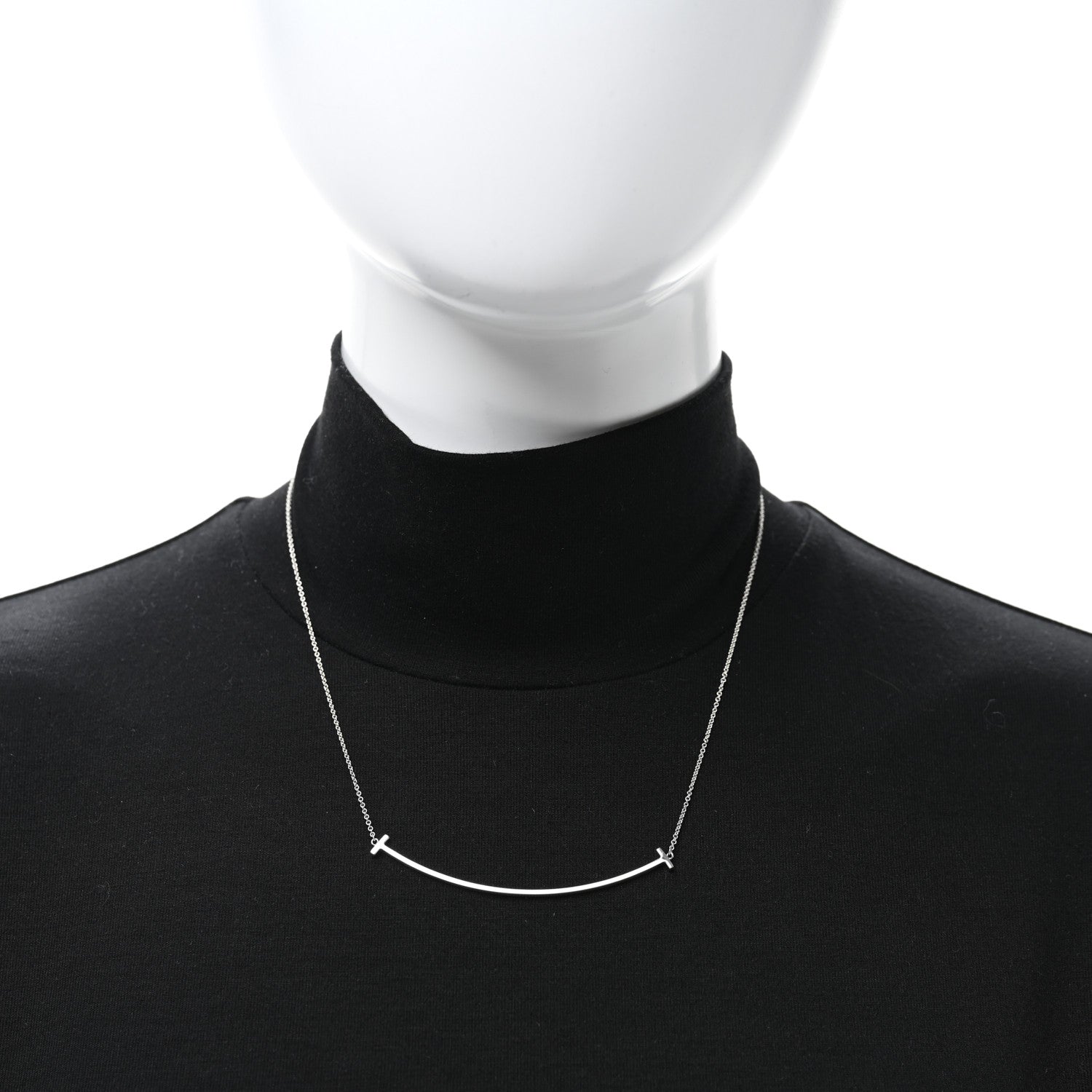 Tiffany Sterling Silver Large T Smile Pendant Necklace 3 of 5