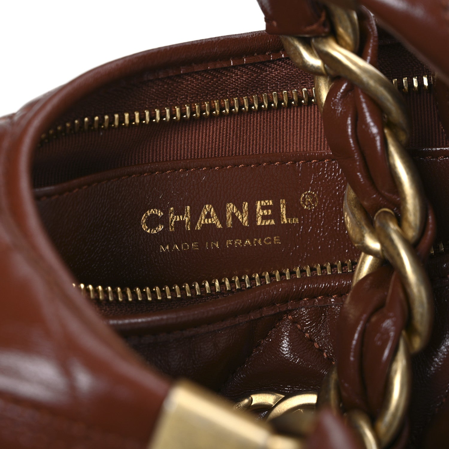 Chanel Shiny Crumpled Lambskin Quilted Small CC Funky Town Hobo Brown 6 of 12