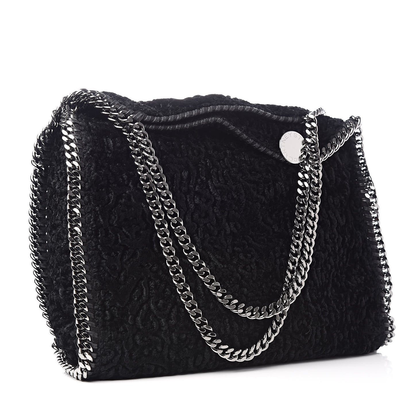 Crushed Velvet Small Falabella Tote Black