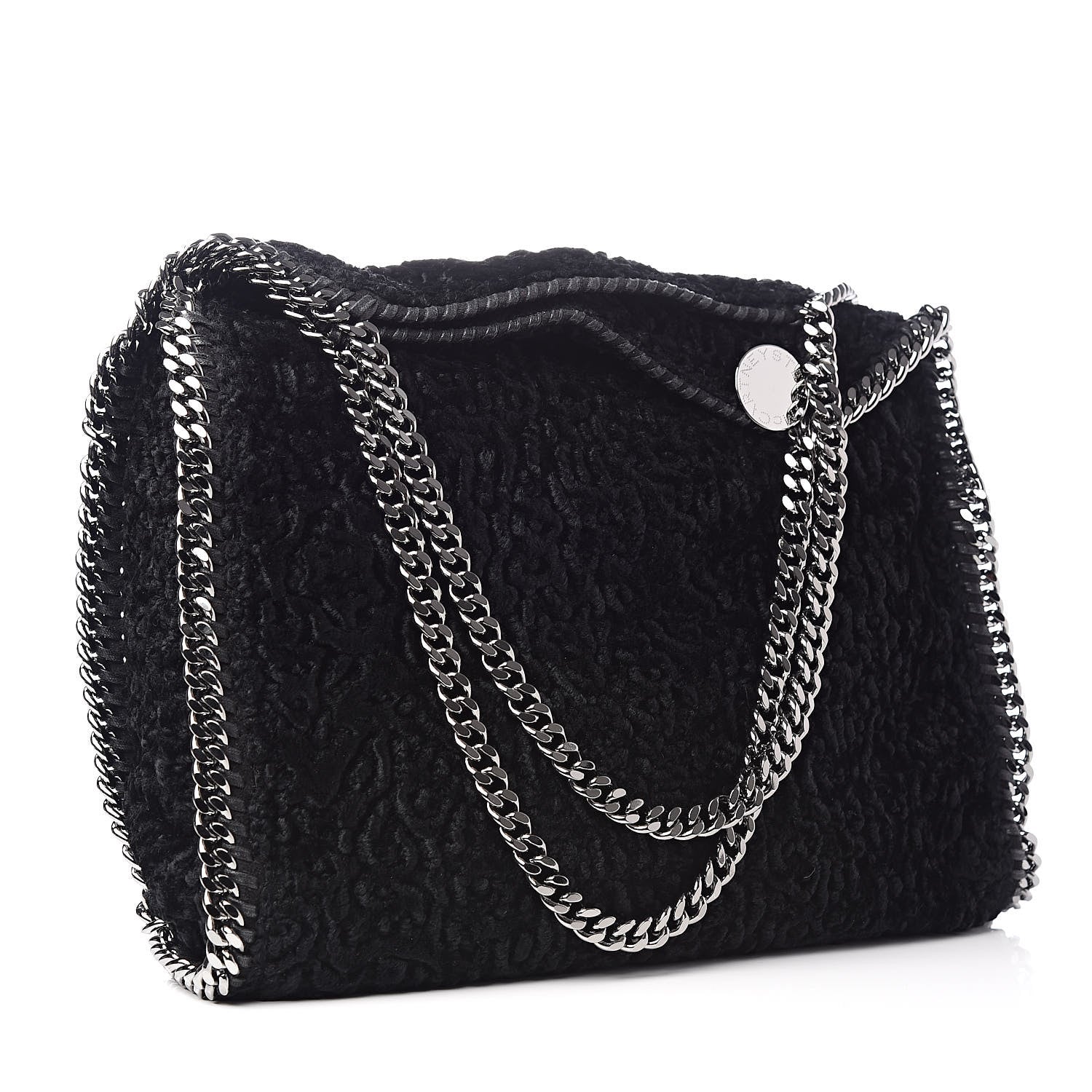 Stella McCartney Crushed Velvet Small Falabella Tote Black 3 of 11