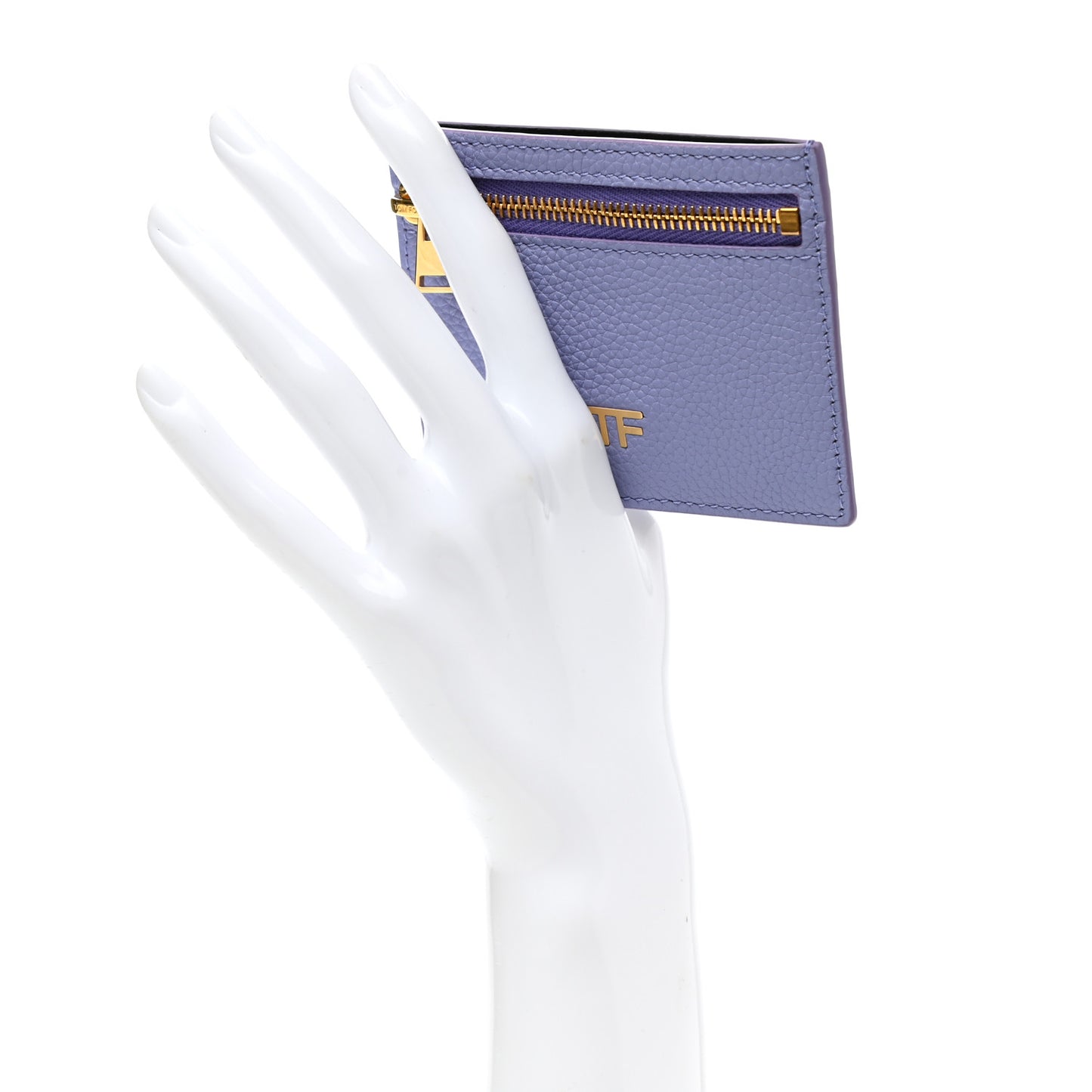 Grained Calfskin Card Holder Purple
