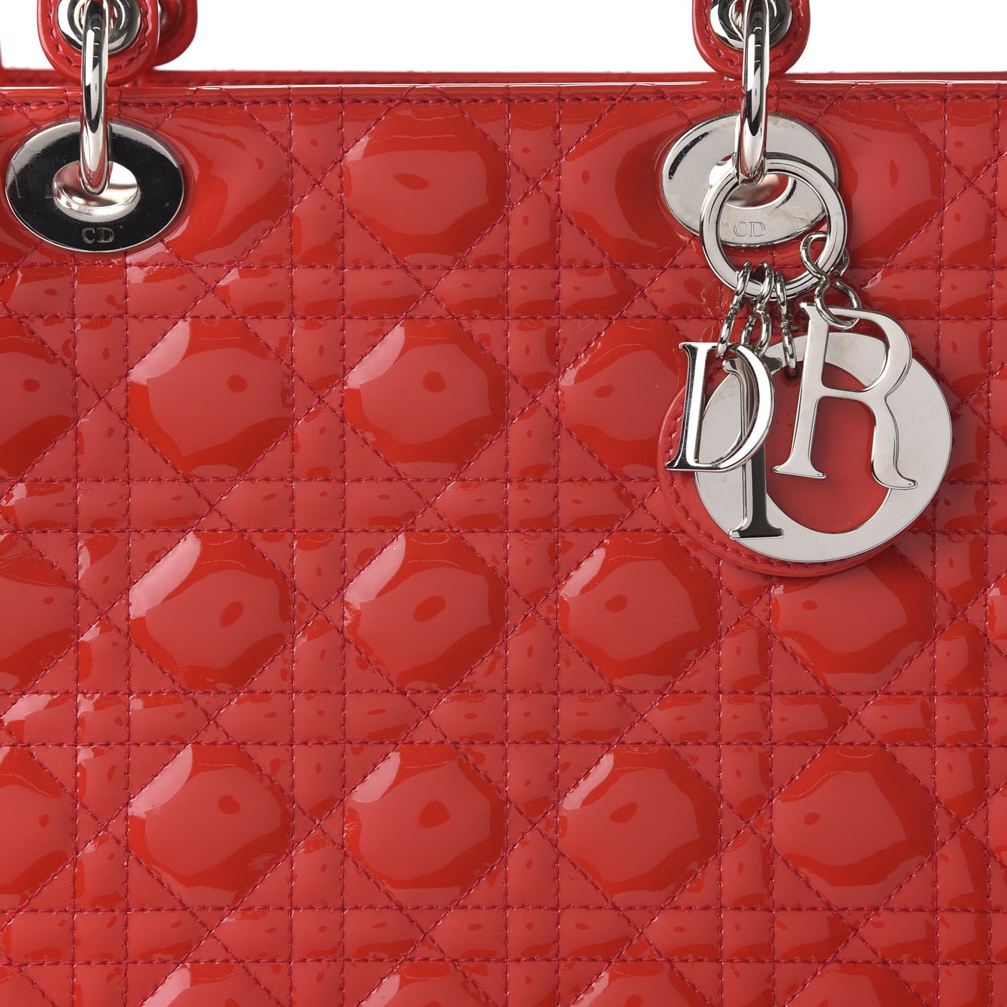Patent Cannage Large Lady Dior Red