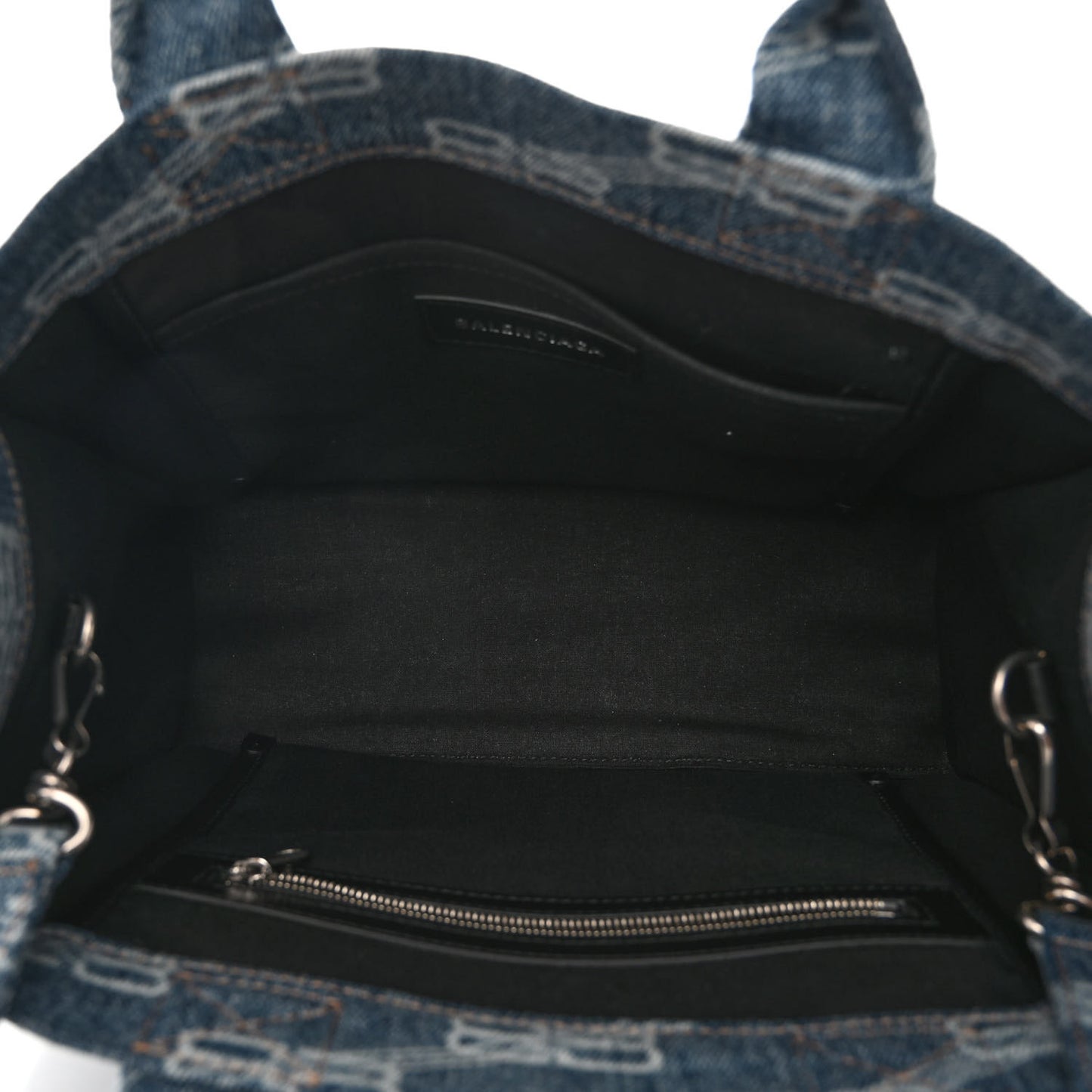 Bleached Denim BB Monogram Small Hardware Tote Blue