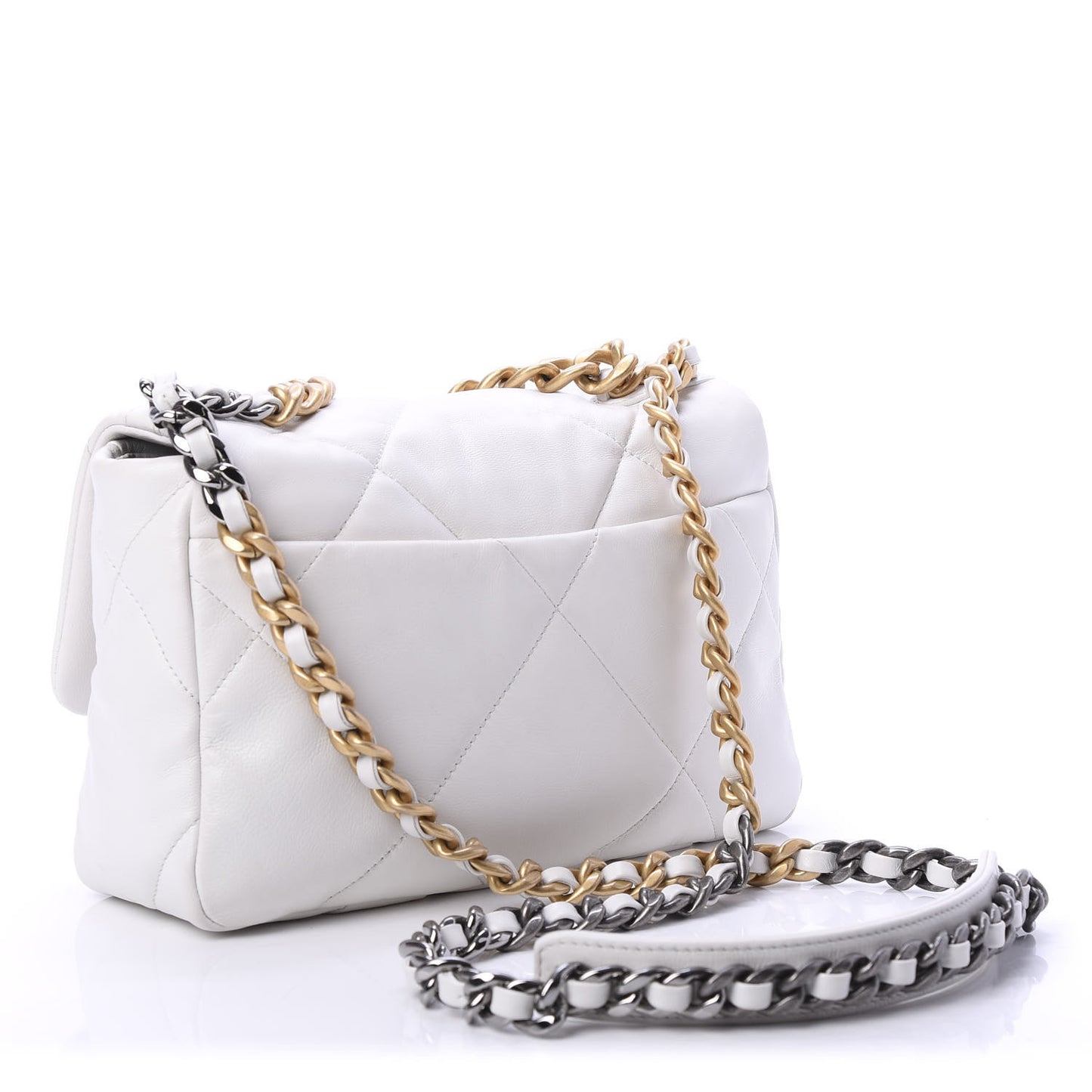 Goatskin Quilted Medium 19 Flap White
