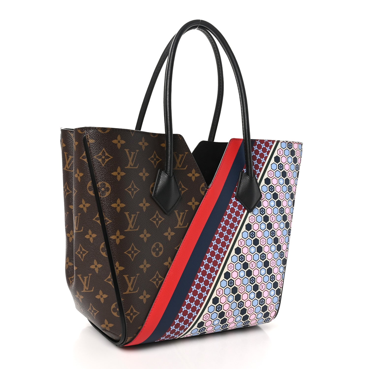 Louis Vuitton Calfskin Monogram Kimono Tote MM Rouge Navy 3 of 9