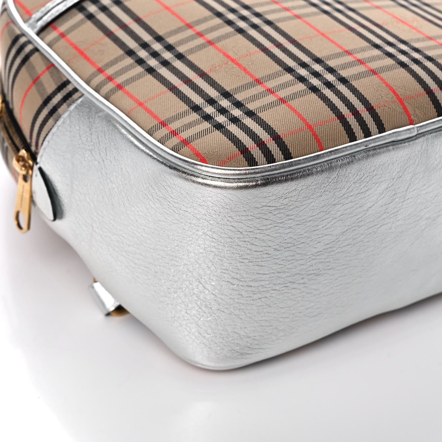 Burberry Smooth Calfskin 1983 Knight Check Link Backpack Silver 8 of 9
