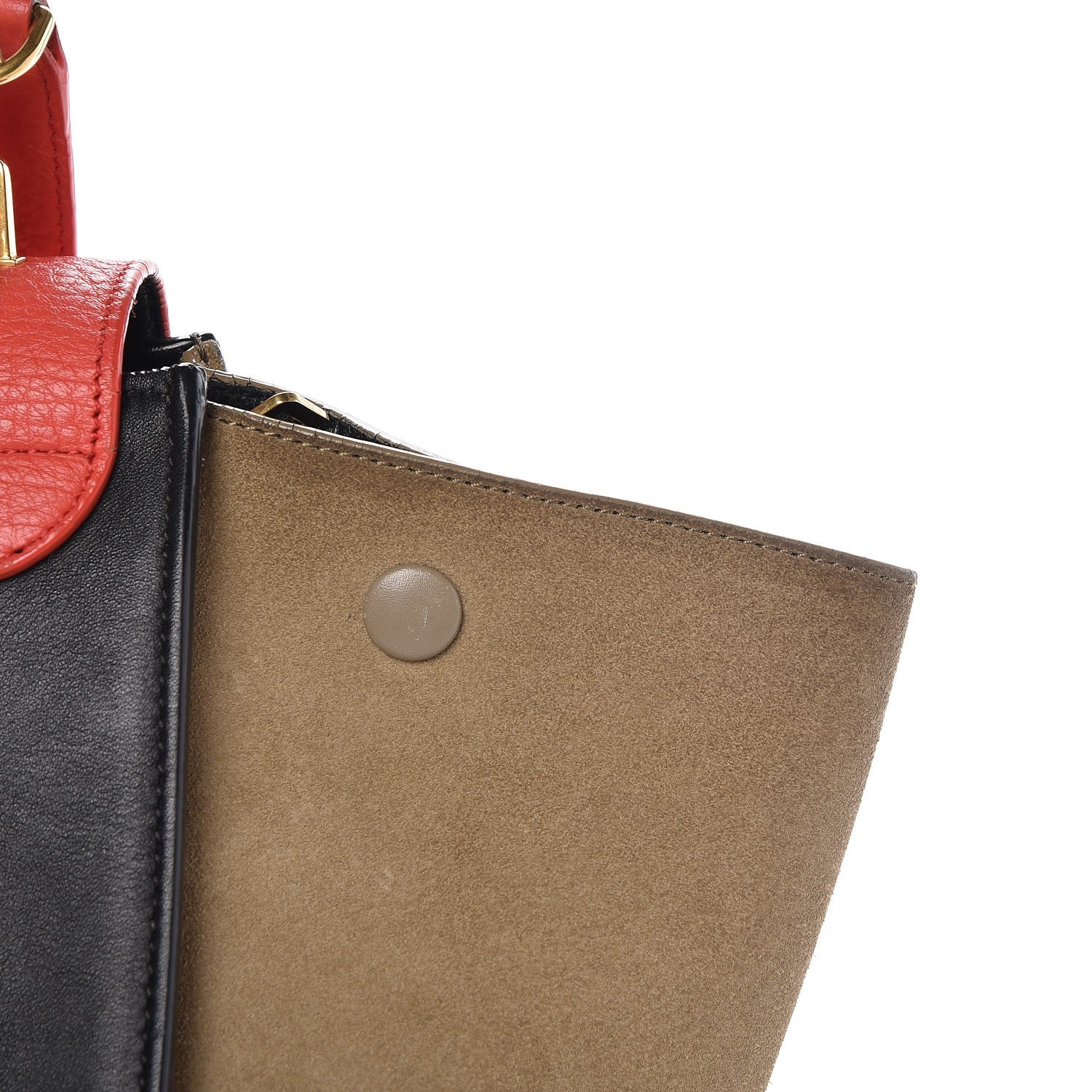 Celine Drummed Calfskin Suede Medium Tri-Color Trapeze Vermillion 12 of 12
