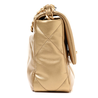 Chanel Metallic Goatskin Quilted Medium Chanel 19 Flap Gold 11 of 12