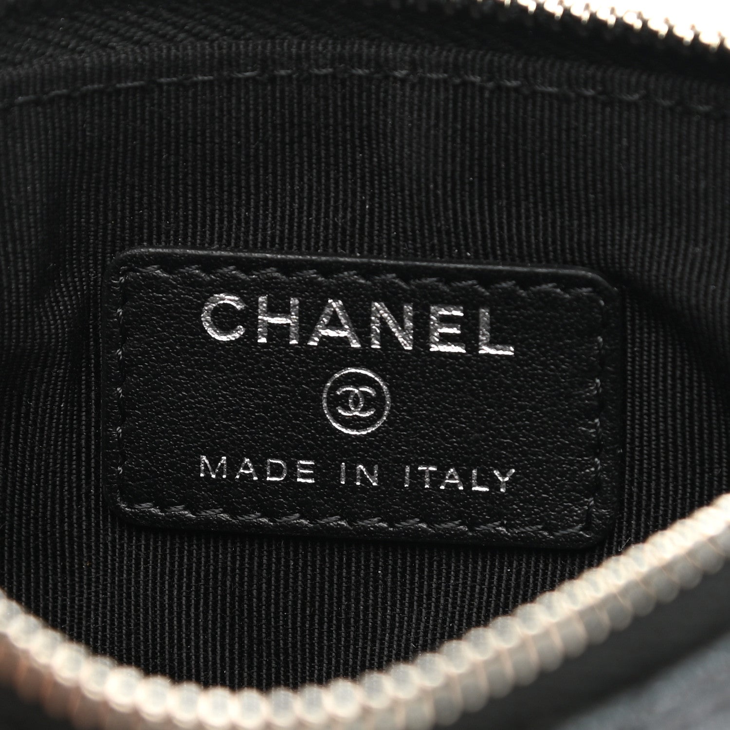 Chanel Metallic Goatskin Quilted Small Cosmetic Case Dark Grey 6 of 8