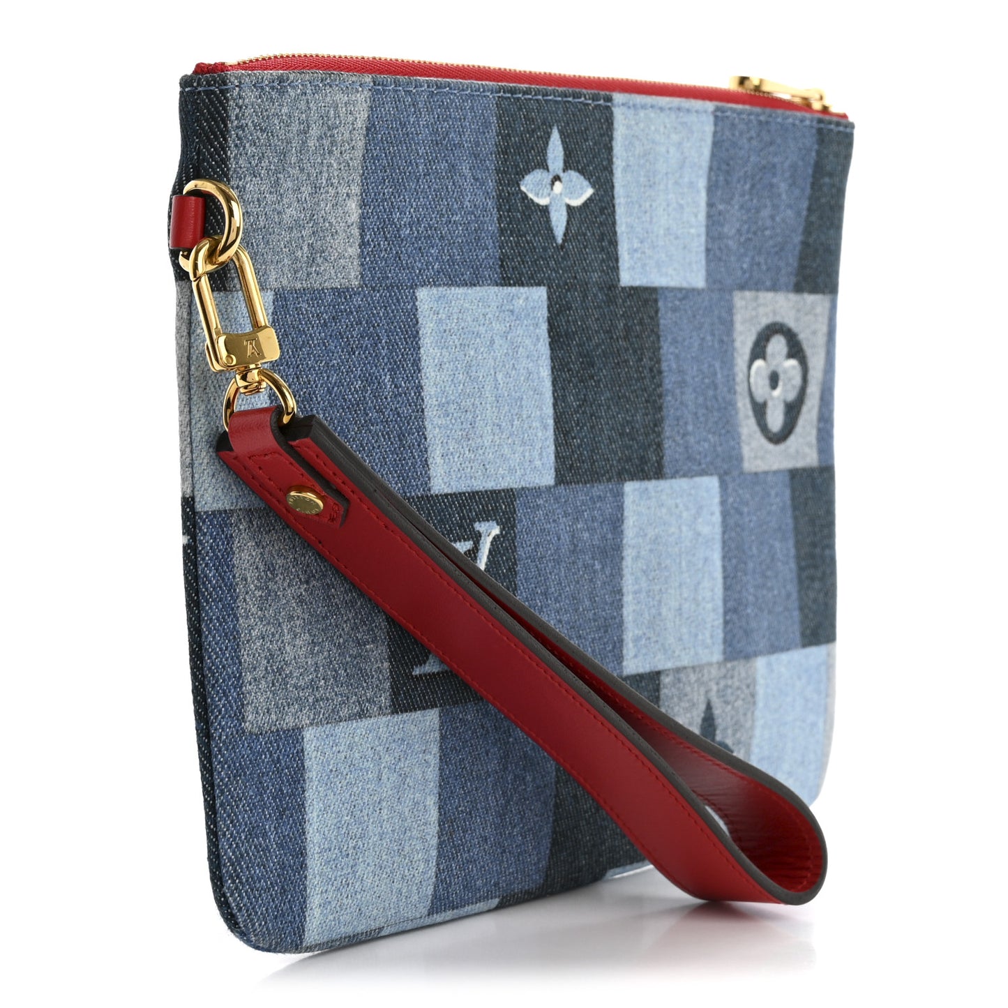 Denim Monogram Patchwork City Pouch Blue Rouge