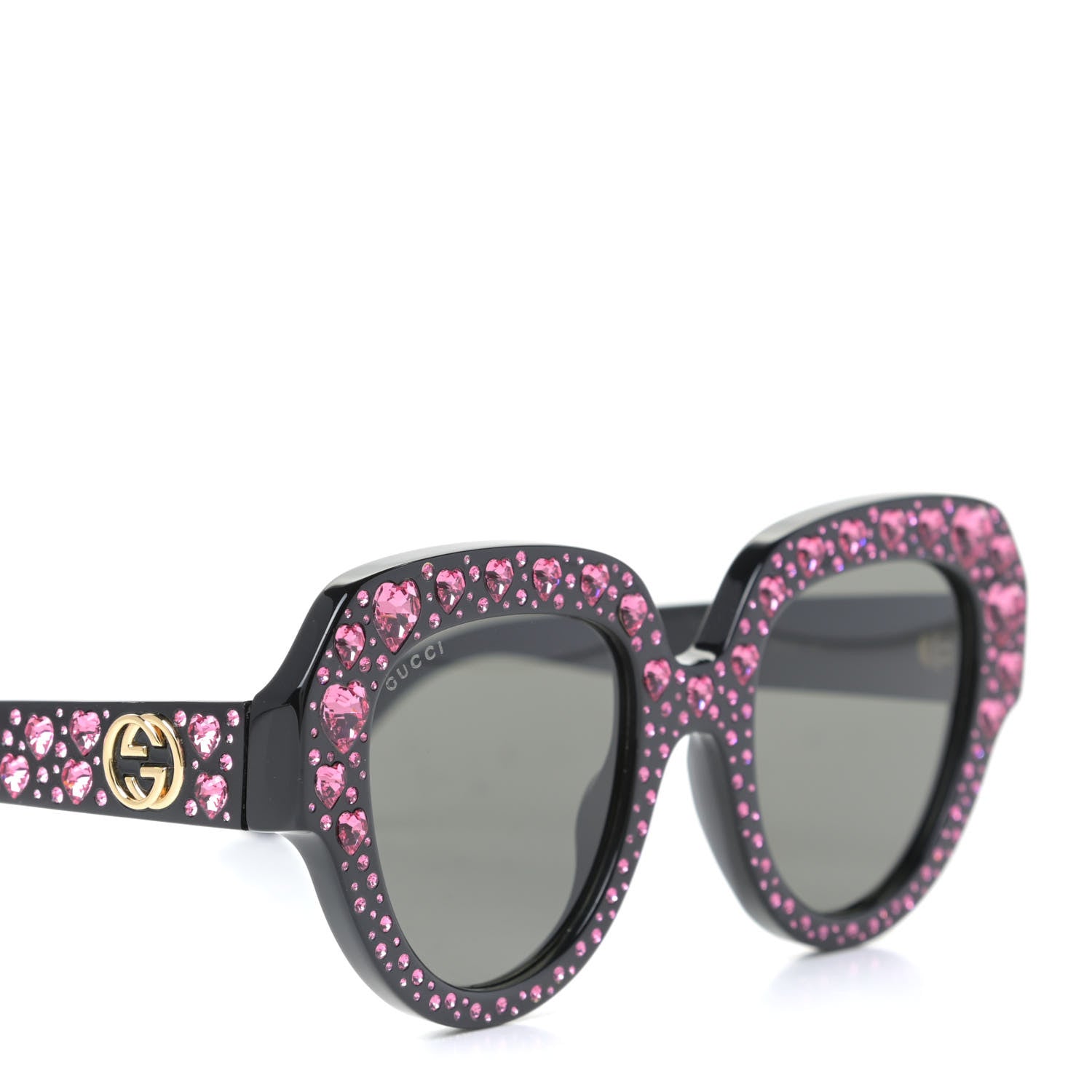 Gucci Crystal Heart Sunglasses GG0308S Black 7 of 7