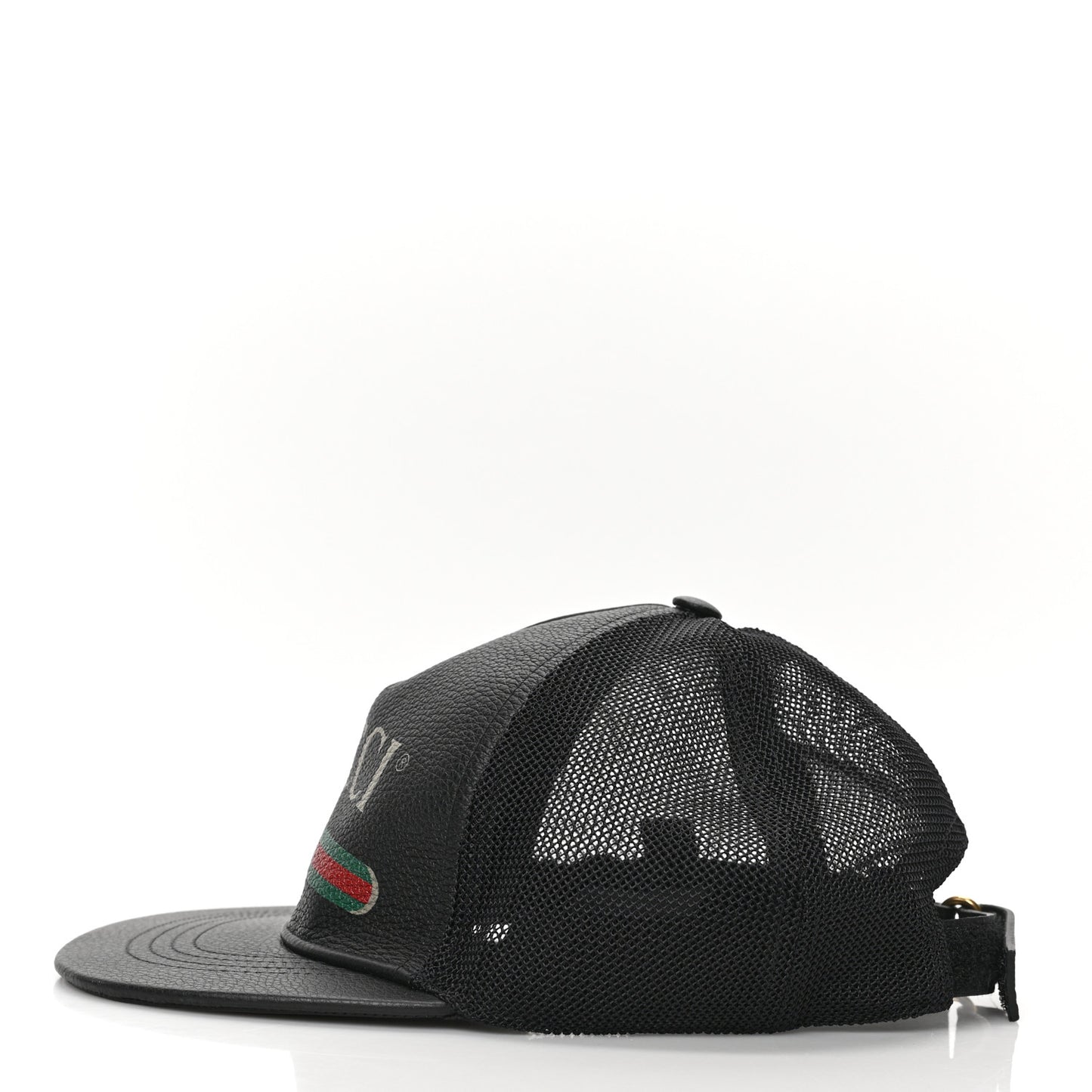 Grained Calfskin Logo Baseball Hat S Black