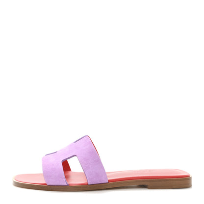 Hermes Suede Goatskin Oran Sandals 37 Violet Parme 1 of 10