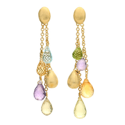 Marco Bicego 18K Yellow Gold Multi Gemstone Paradise Drop Earrings 1 of 4