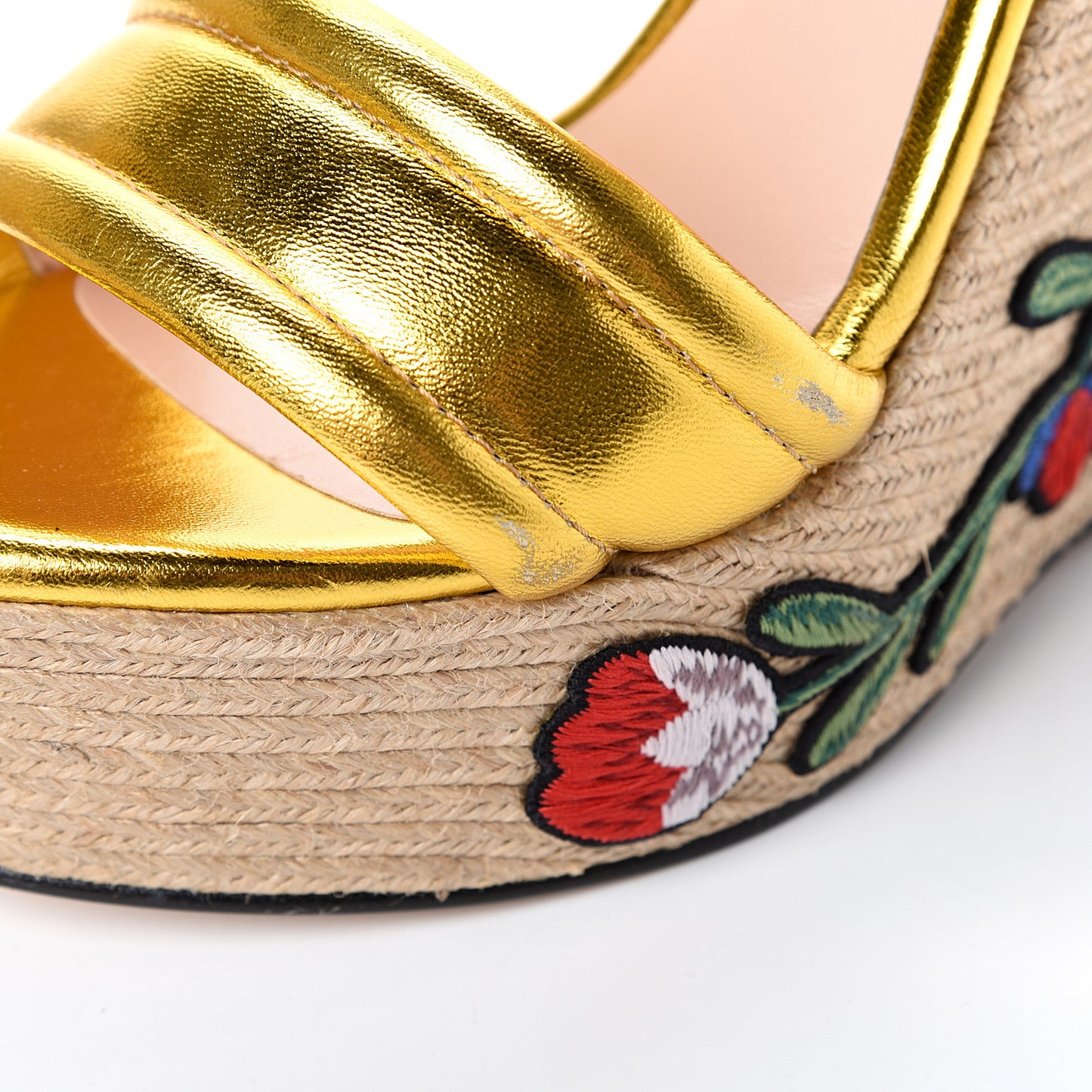 Metallic Nappa Ophelia Espadrille Platform Wedge Sandals 40 Oro Vecchio