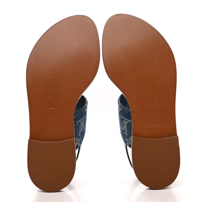 Louis Vuitton Denim Monogram Starboard Thong Sandals 38 Blue 5 of 8