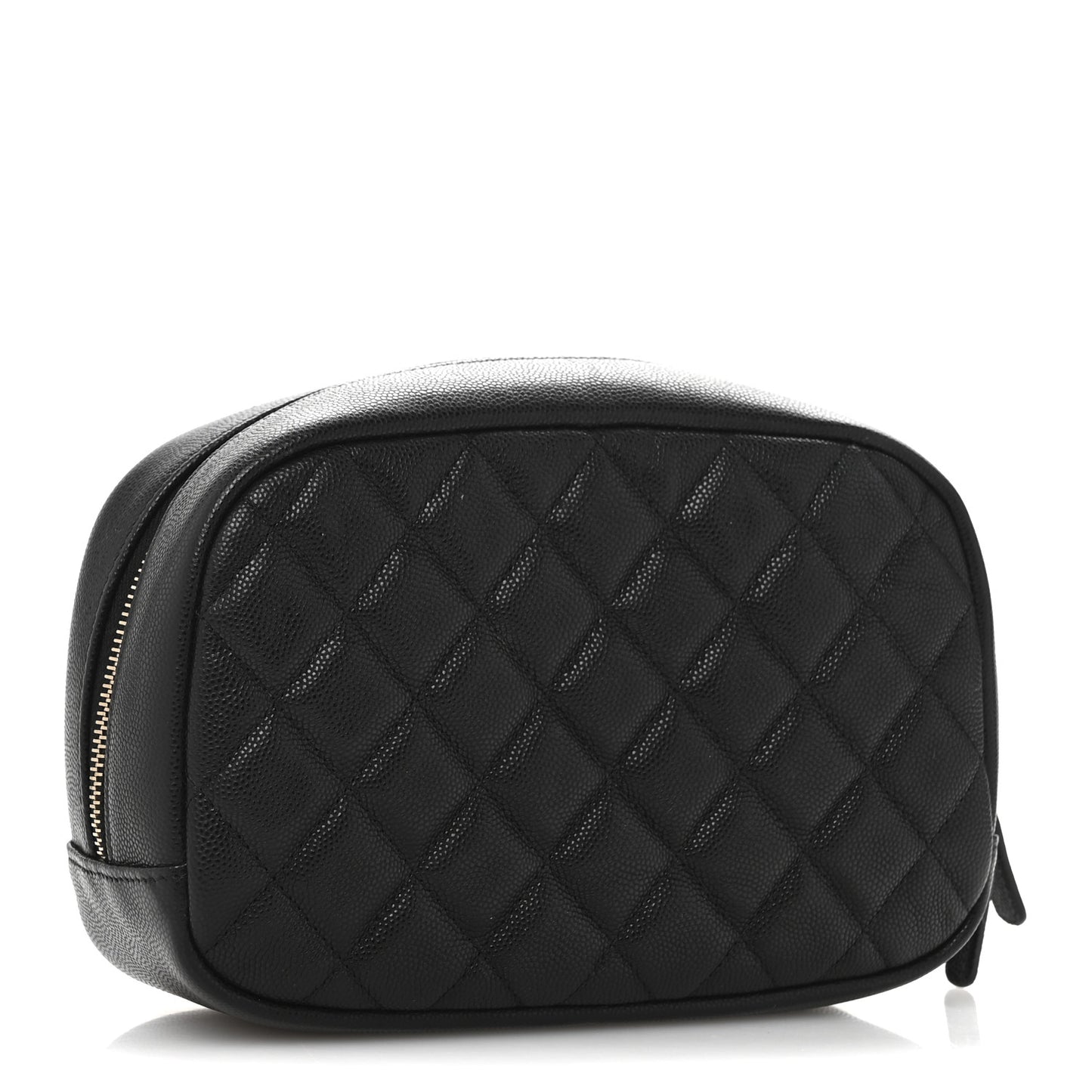 Caviar Quilted Medium Curvy Pouch Cosmetic Case Black