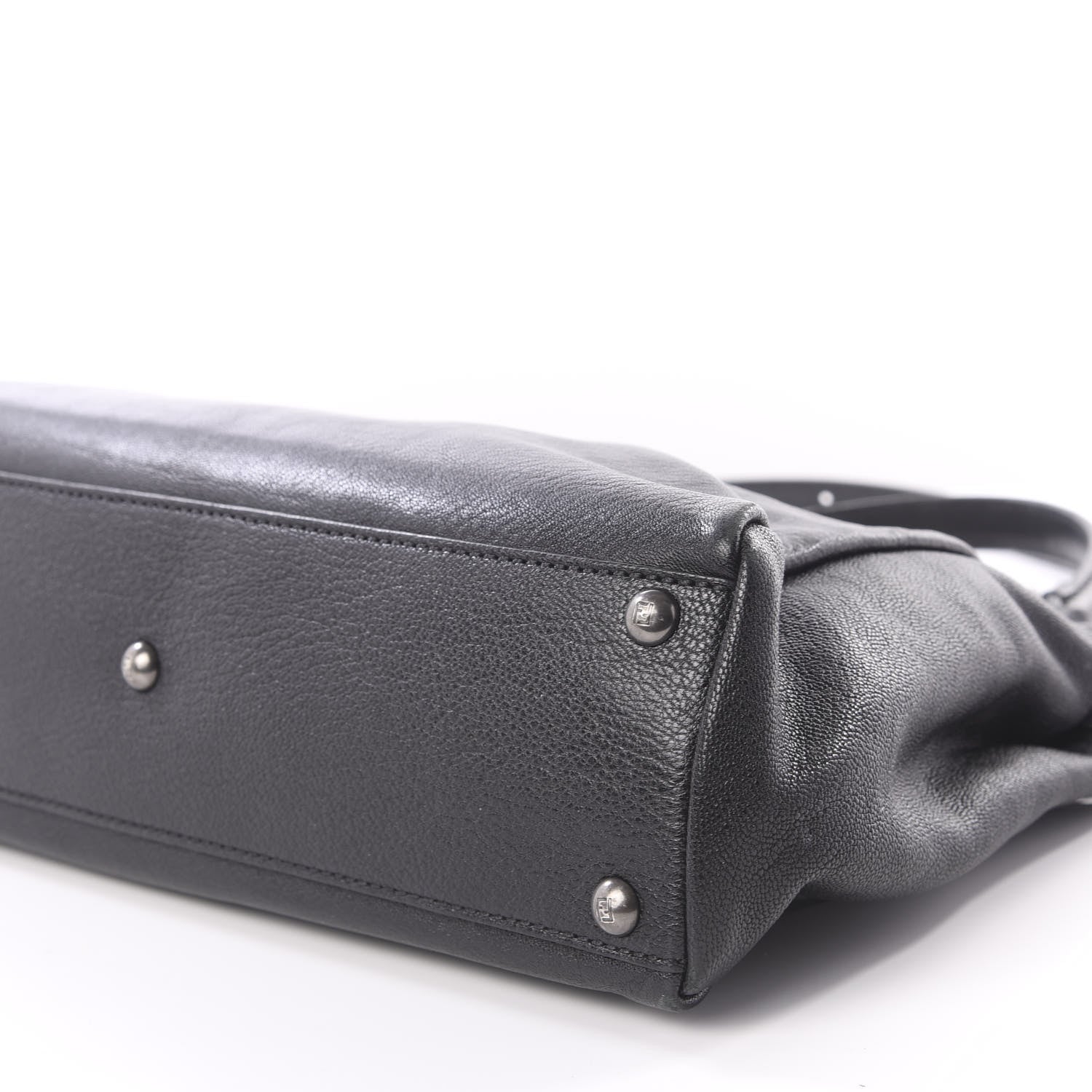 Fendi Goatskin Zucca Medium Peekaboo Iconic Satchel Black Tobacco 10 of 11
