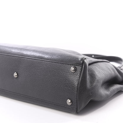Fendi Goatskin Zucca Medium Peekaboo Iconic Satchel Black Tobacco 10 of 11