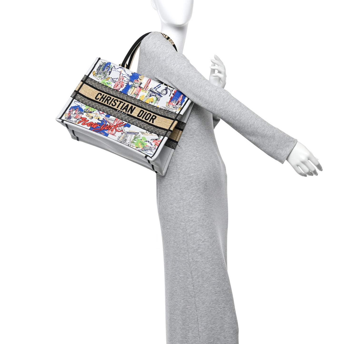 Canvas Embroidered Medium New York Book Tote Multicolor