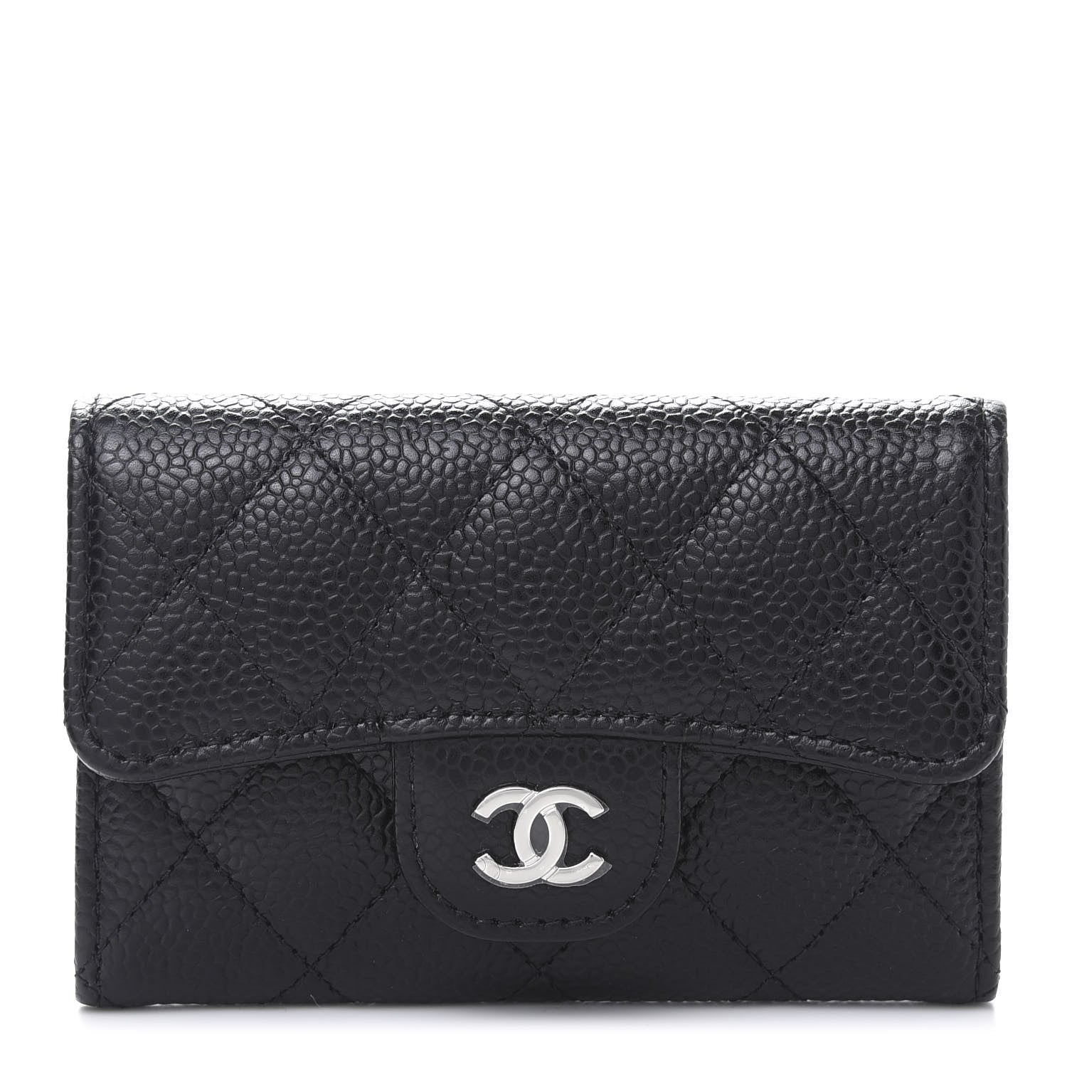 Chanel Caviar Quilted Flap Card Holder Wallet Black 1 of 11