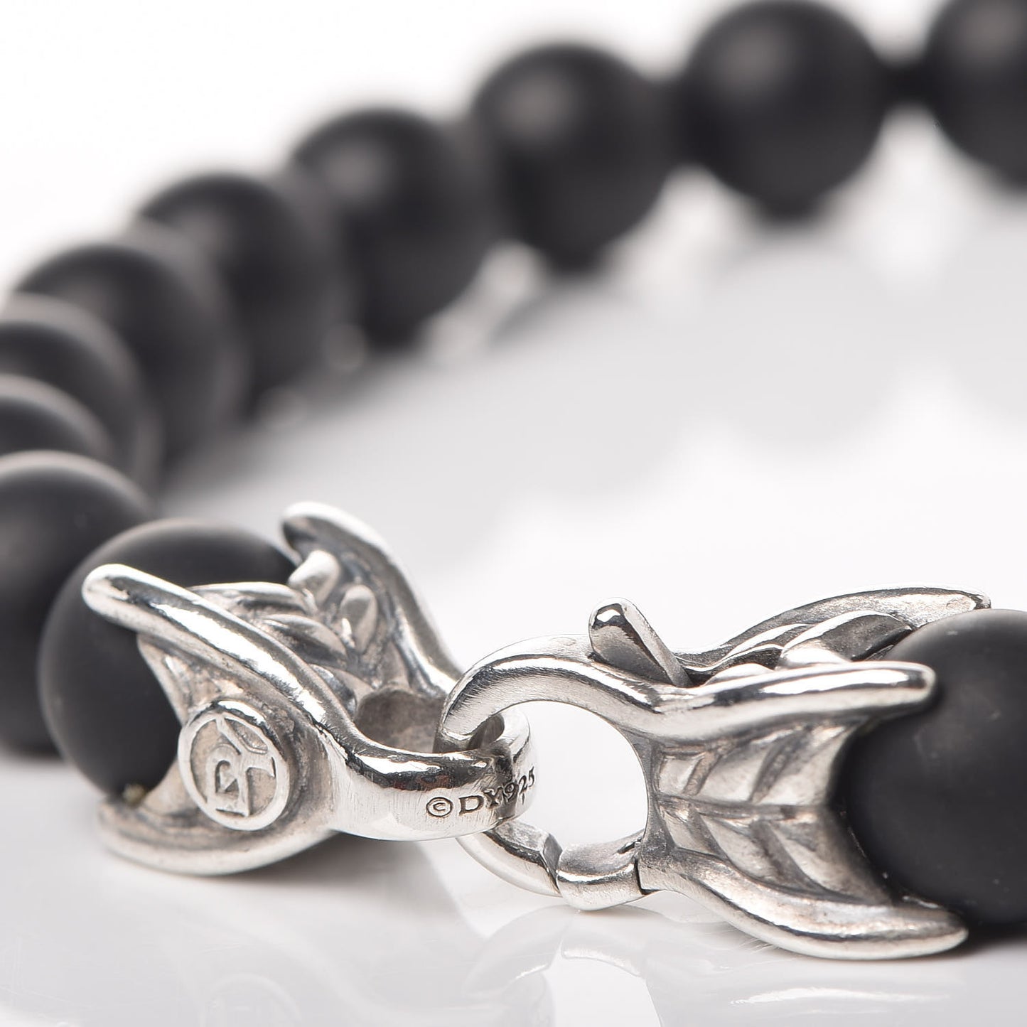 Sterling Silver Black Diamond Onyx 8mm Spiritual Beads Bracelet