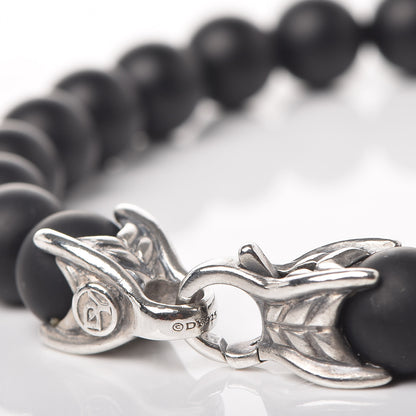 David Yurman Sterling Silver Black Diamond Onyx 8mm Spiritual Beads Bracelet 5 of 7
