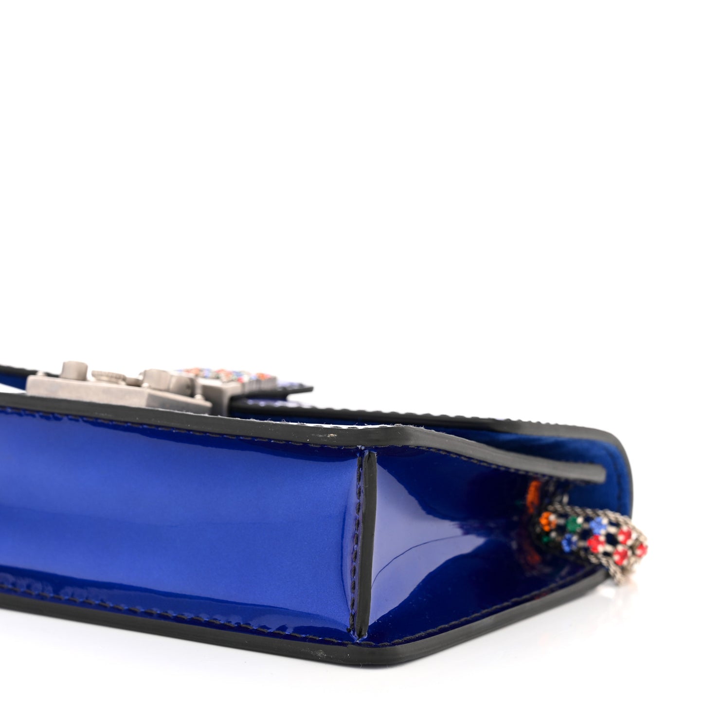 Metallic Patent Crystal Dioraddict Flap Bag Blue