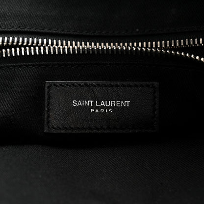 Saint Laurent Calfskin Crocodile Embossed Bold Briefcase Black 6 of 10