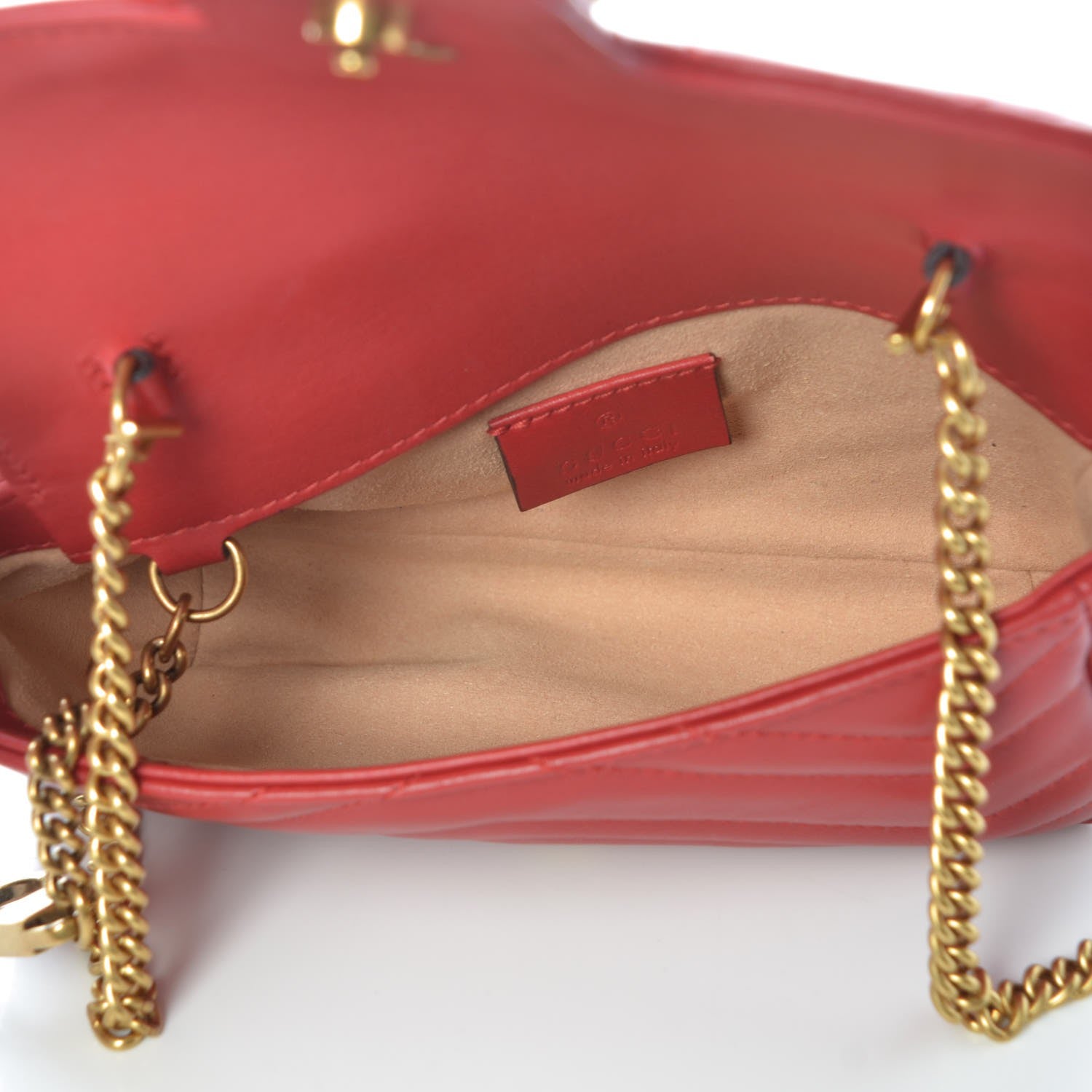Gucci Calfskin Matelasse Super Mini GG Marmont Shoulder Bag Hibiscus Red 5 of 8