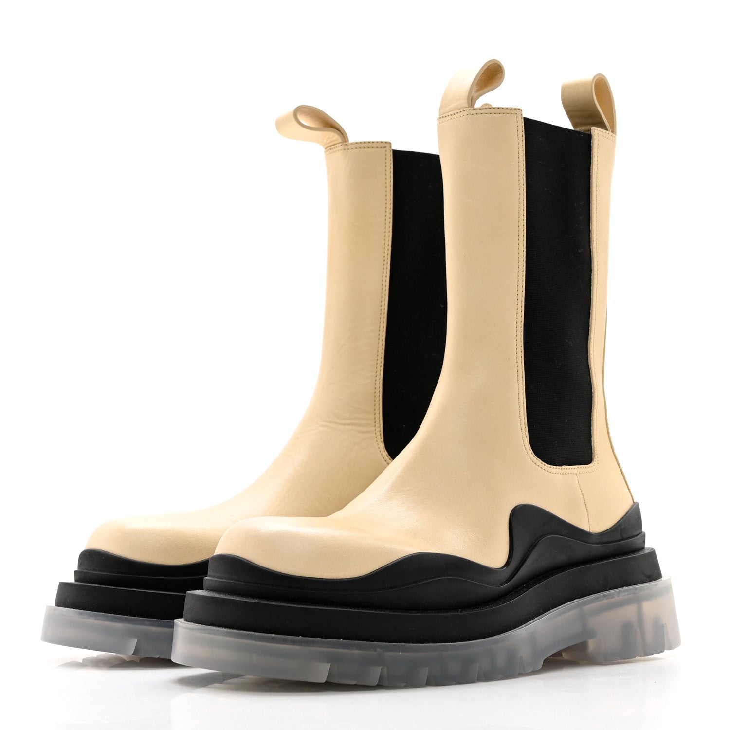 Bottega Veneta Calfskin The Tire Chelsea Boots 38 Wax Black Transparent 4 of 8
