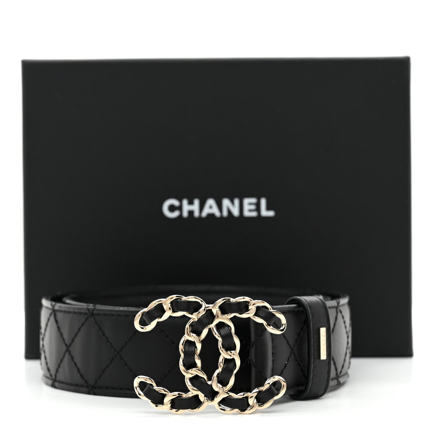 Chanel Lambskin Quilted CC Chain Belt 70 28 Black 1774644