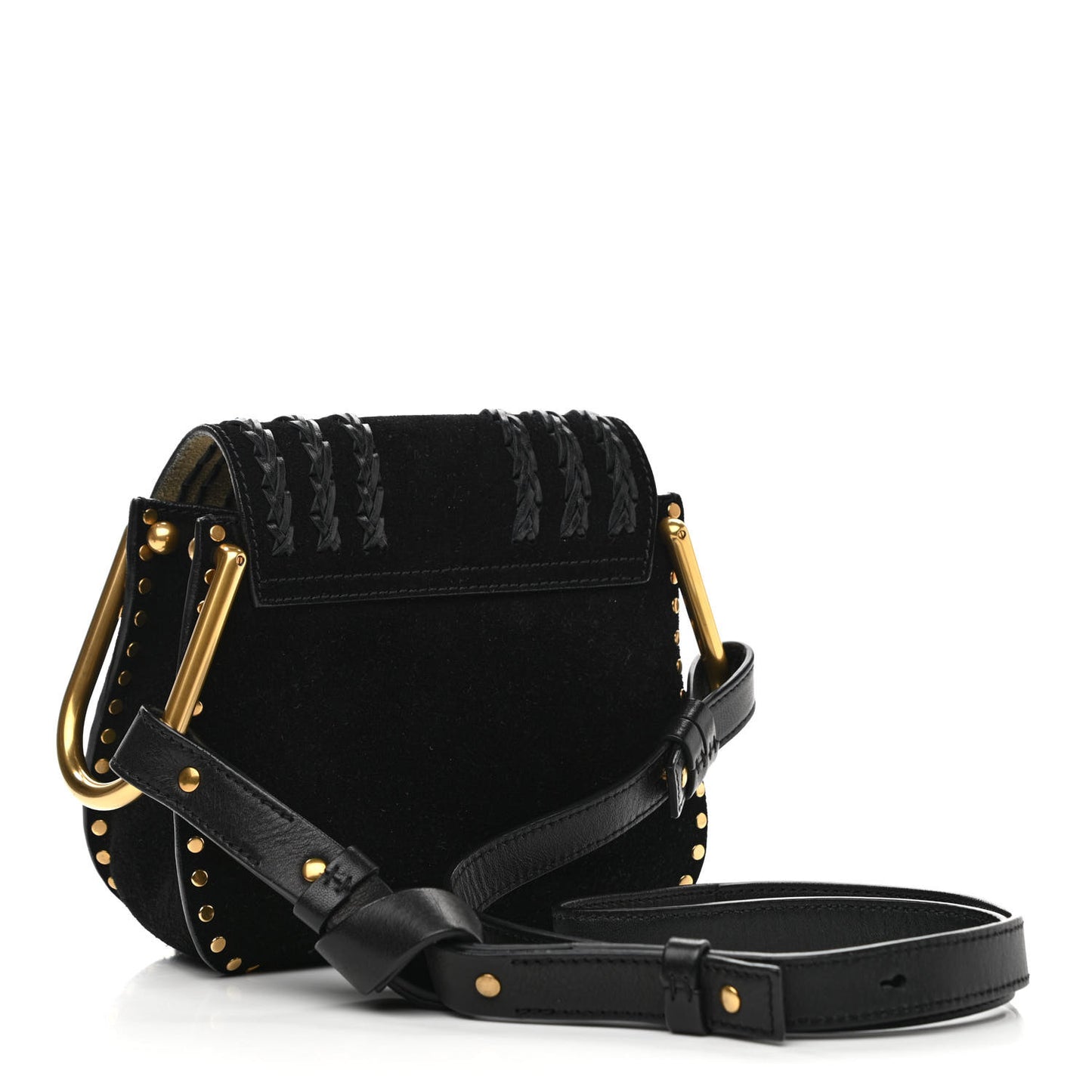 Suede Calfskin Braided Mini Hudson Shoulder Bag Black