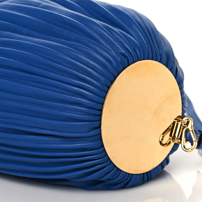 Loewe Lambskin Pleated Bracelet Pouch Shoulder Bag Royal Blue 8 of 8