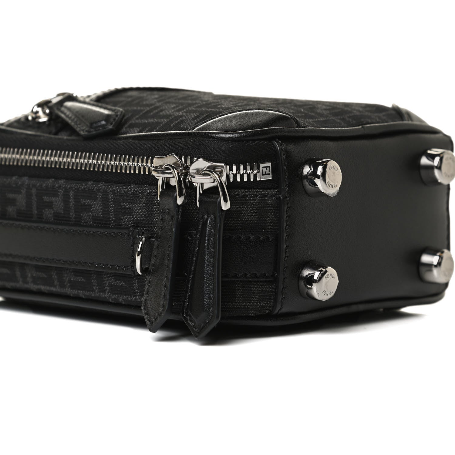 Fendi Recycled Fabric Jacquard Vitello Astro Micro FF Mini Trolley Bag Asfalto Black 10 of 15